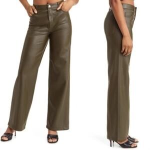 Blank NYC Franklin Womens 26 High Waist Wide Leg Green Vegan Leather Pants NEW